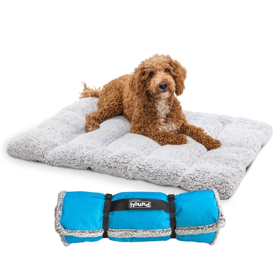 Outward Hound On-The-Go Travel Dog Bed, Portable Roll-Up Mat with Buckle, Water-Resistant Bottom, Indoor/Outdoor, Gray, 36 x 27