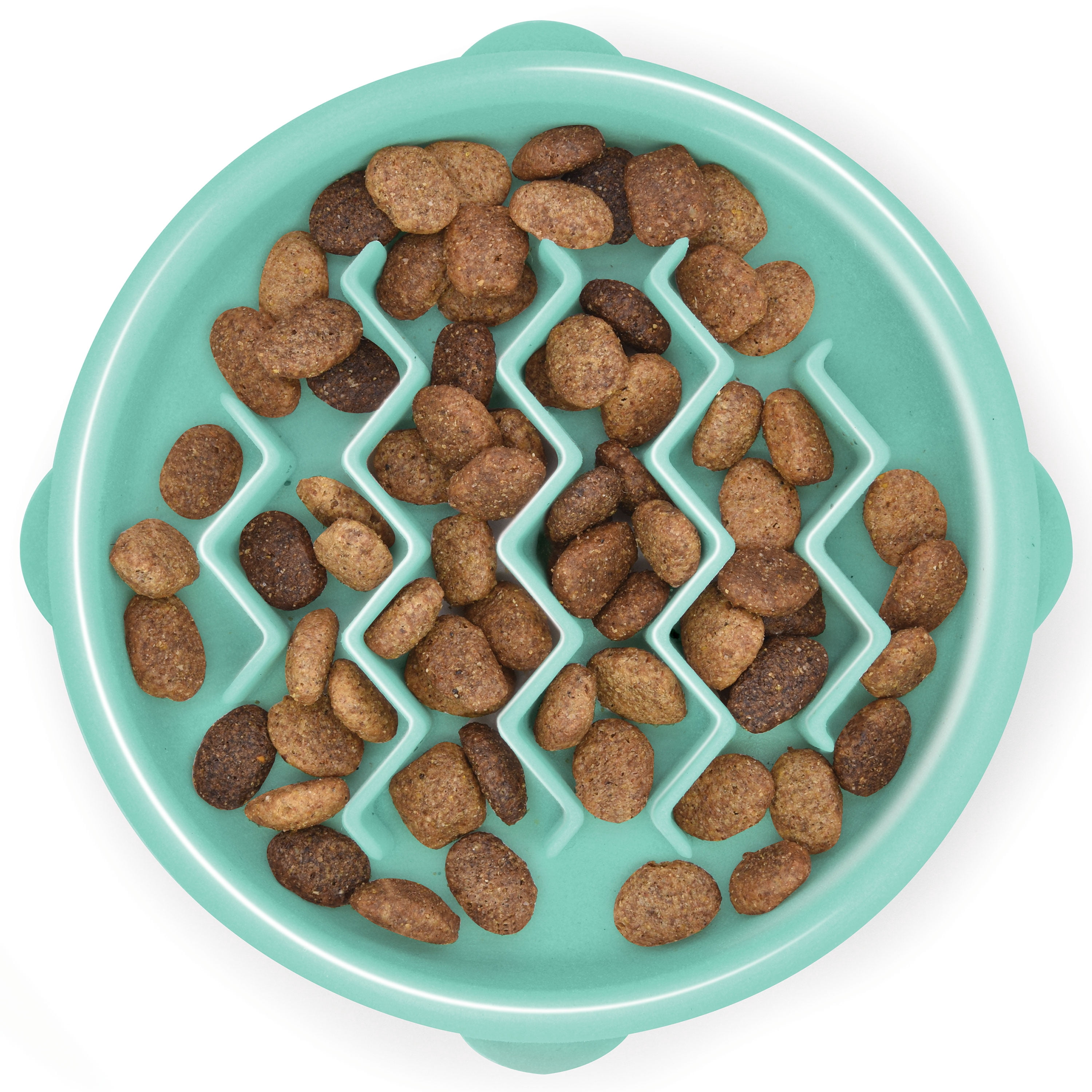 Outward Hound Fun Feeder Slo Bowl – Small 3/4-Cup Capacity, Slow Feeding, Small Dogs, Puppies & Cats, Non-Slip, Mint, Wave Pattern