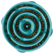 Outward Hound Fun Feeder Slo Bowl – Large 4‑Cup Capacity, Slow Feeding, Medium to Large Dogs, Non‑Slip, Turquoise, Drop Pattern
