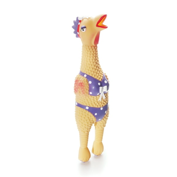 Outward Hound Squawkers Henrietta Latex Rubber Chicken Interactive Dog Toy, Large
