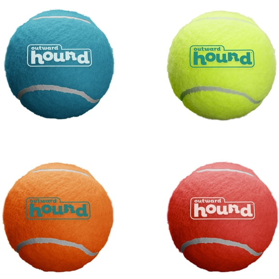 Outward Hound SqueakerBallz Squeaky Tennis Balls for Dogs Under25lbs, Interactive Dog Toy for Fetch & Training, Small (2"), 4Pack