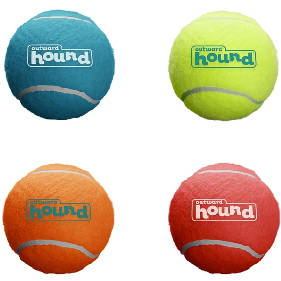 Outward Hound Squeaker Ballz Squeaky Tennis Balls for Dogs Under 25 lbs, Interactive Dog Toy for Fetch & Training, Small (2"), 4-Pack
