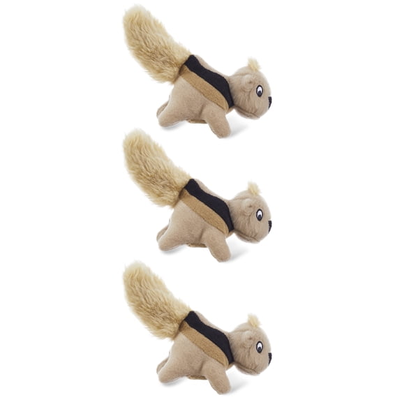 Outward Hound Squeakin’ Squirrels – 3‑Pack Plush Squeaky Dog Toys for Puppies, Small Dogs & Hide-A-Squirrel Replacements