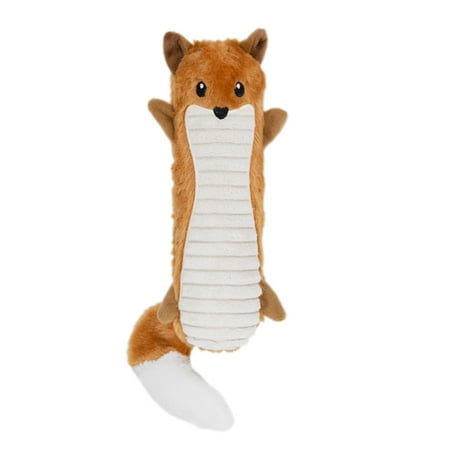 Outward Hound Stuffing-Free Big Squeak Fox Plush Dog Toy, Orange, Medium