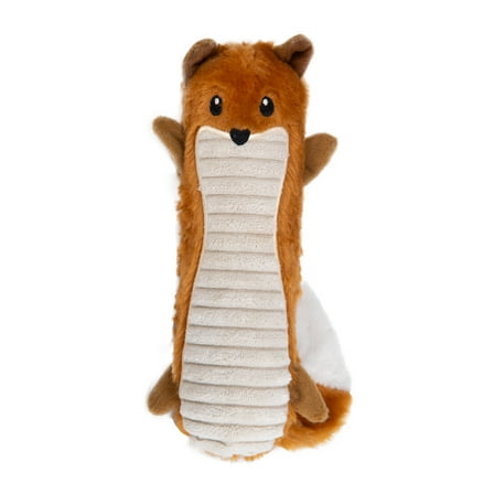 Outward Hound Stuffing-Free Big Squeak Fox Plush Dog Toy, Orange, Medium