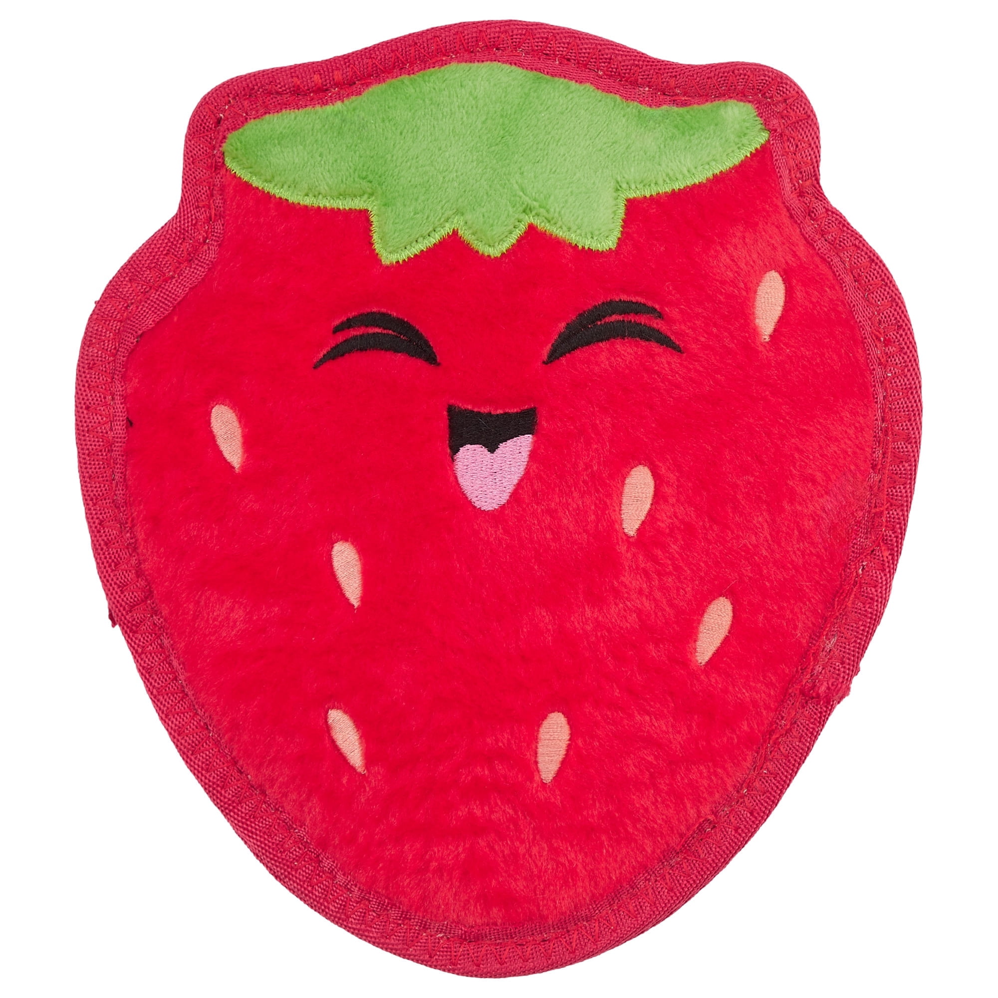 Outward Hound Tough Skinz Durable Squeaky Dog Toy with Two Tough Layers, Strawberry, Red, Medium