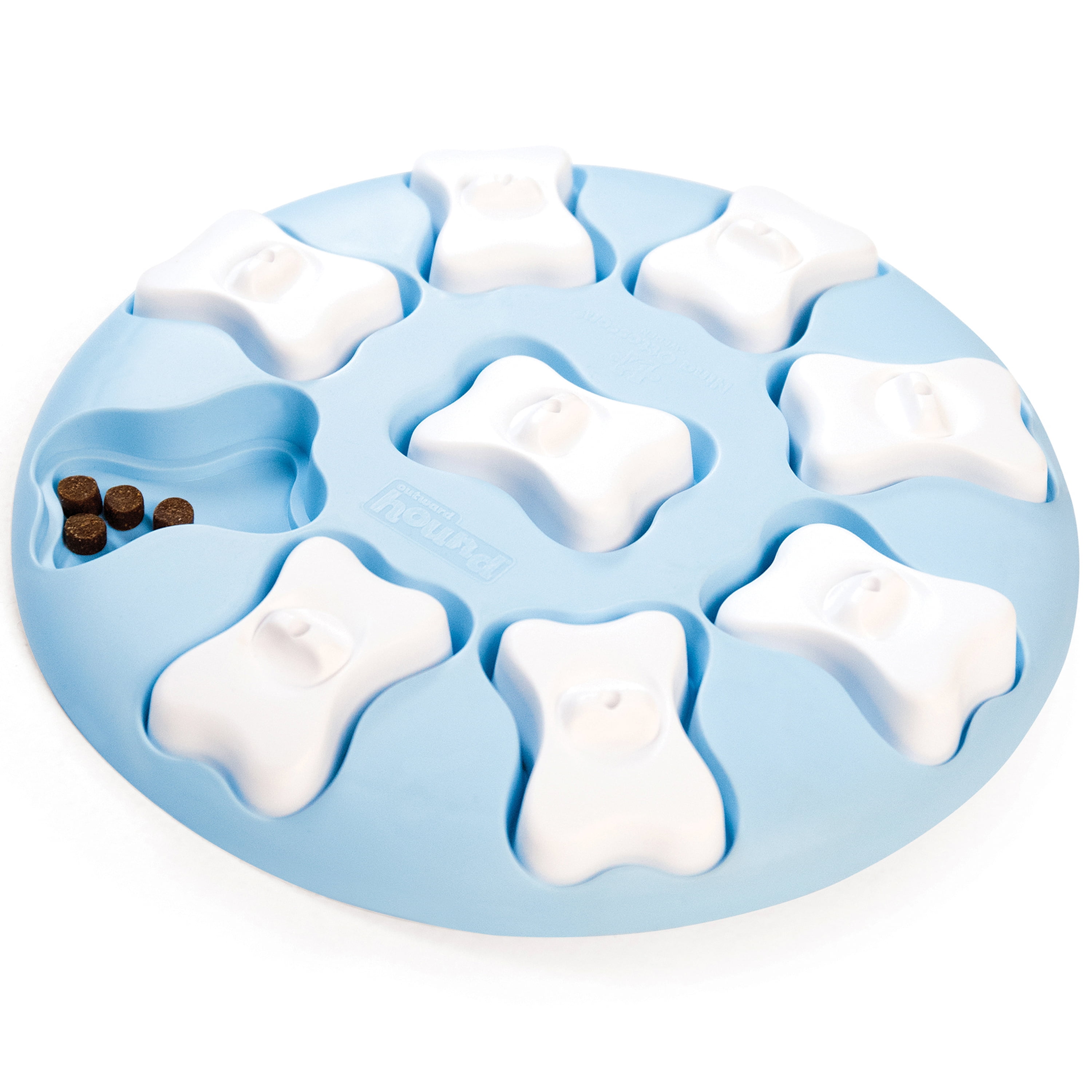 Blue and White Interactive Puppy Treat Puzzle Dispenser
