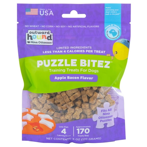 Outward Hound by Nina Ottosson Puzzle Bitez Training Treats for Dogs, Apple Bacon, 6oz
