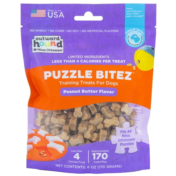 Outward Hound by Nina Ottosson Puzzle Bitez Training Treats for Dogs, Peanut Butter, 6oz