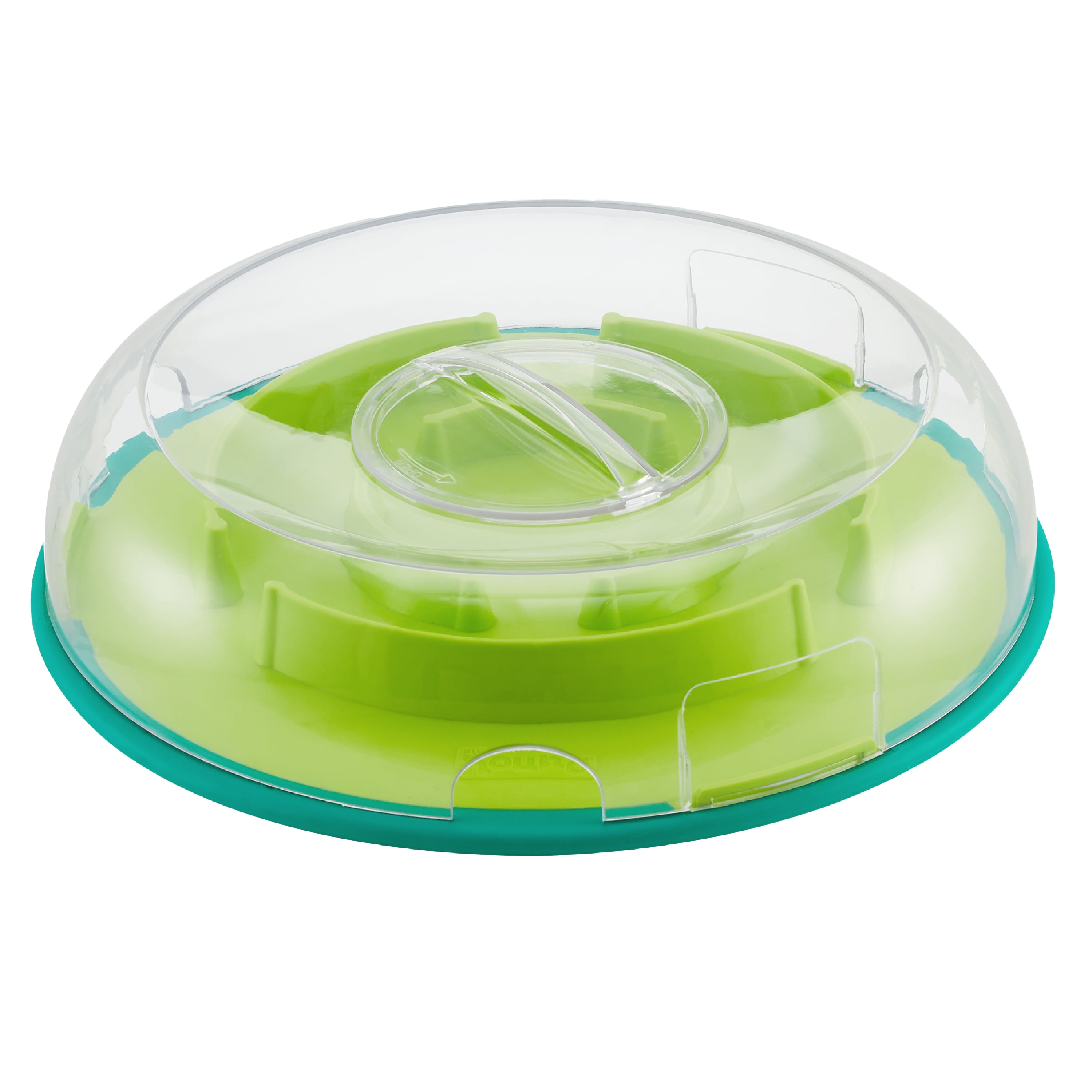 Interactive Green and Clear Plastic Treat Dispenser Bowl