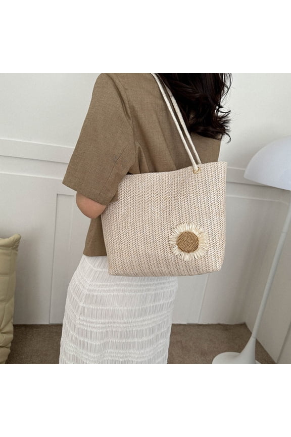 Outward Tote Bag, Polyester Handbag, Spacious Storage for Keys Mobile Phones Umbrellas, Comfortable Rope Shoulder Straps, Stylish Casual Travel Beach Commuting Bag White