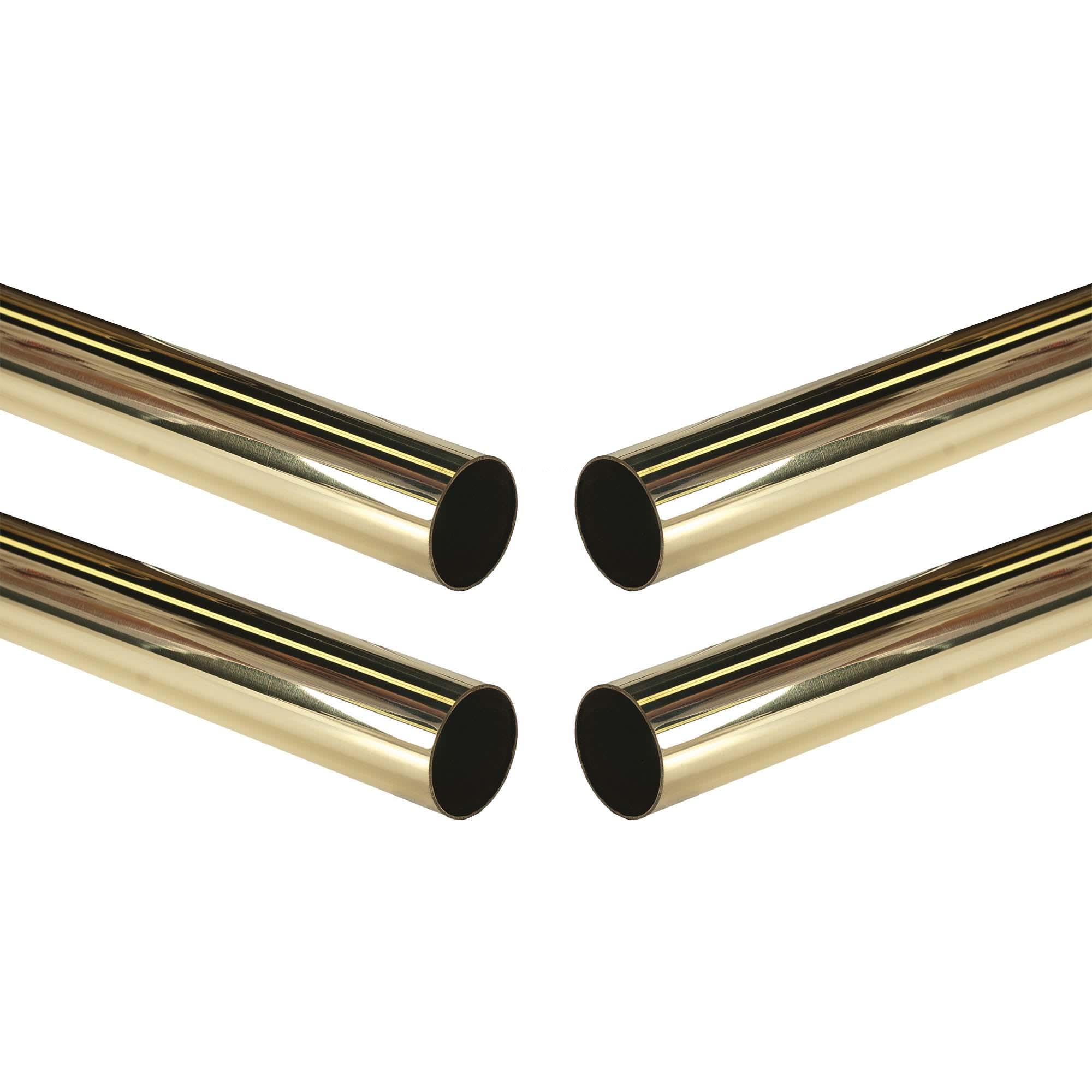Outwater 1-1/2in Diameter Solid Polished Brass Railing Tube - Decorative Bar Foot Rail - 8ft Length - 4 Pack