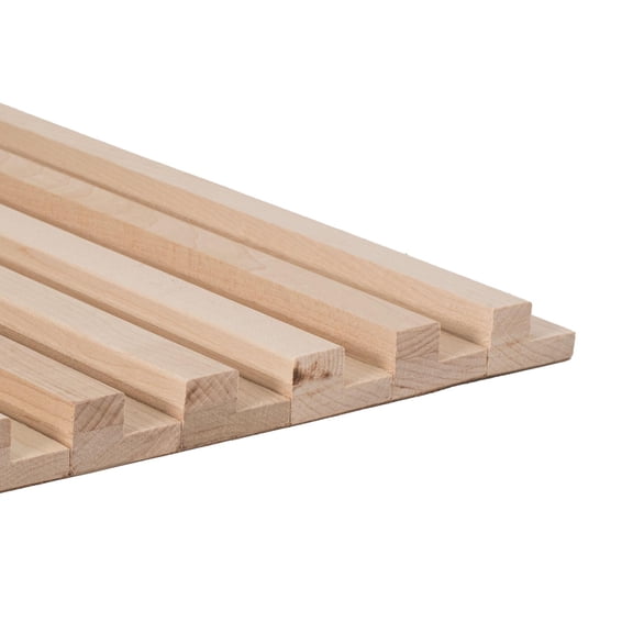 Outwater 1 ft x 32 in x 3/4 in Unfinished Solid Maple Tambour Sheet, Square Pattern Decorative Wood Panel for Kitchen and Bar Countertops