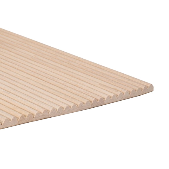 Outwater 1 ft x 4 ft x 3/8 in Unfinished Solid Maple Tambour Sheet, Fluted Pencil Pattern Wainscoting and Decorative Wall Panel