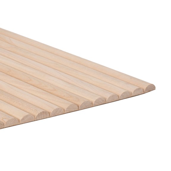 Outwater 3/4 in. Half Round Solid Maple Tambour Sheet, Unfinished, 1 ft. W x 95 in. H