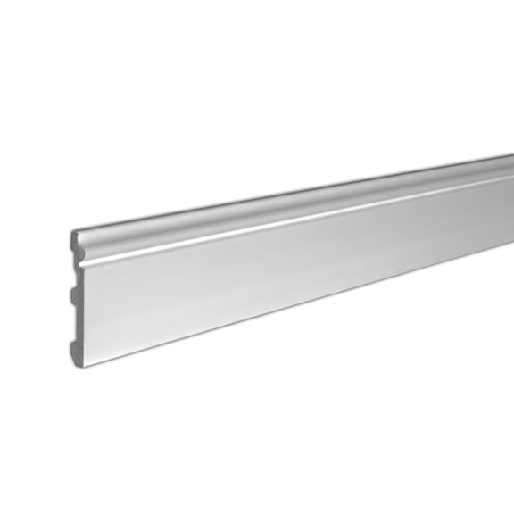 Outwater 4-3/4 in. H x 5/8 in. Proj. x 8 ft. Primed White Baseboard Moulding, High Impact Polystyrene, 4-Pack, 32 Linear Feet