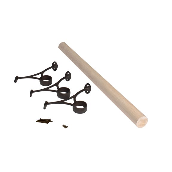 Outwater 8' Bar Foot Rail Kit - Complete Undercounter Mount Hardware and Maple Tubing, Oil Rubbed Bronze Finish