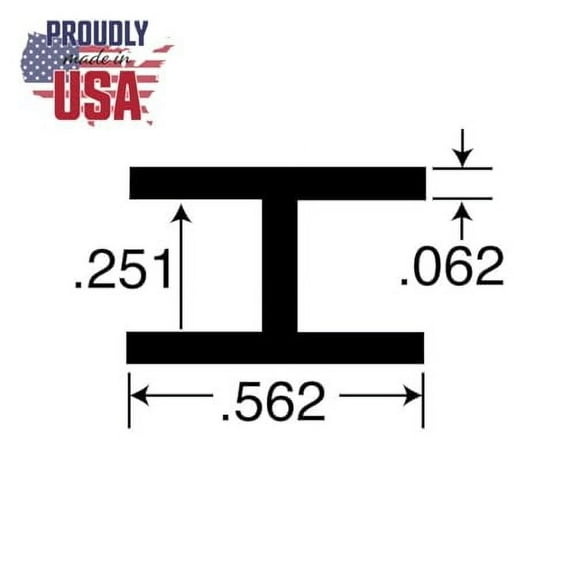 Outwater Aluminum H Channel Fits Material 1/4 Inch Thick Mill Finish Aluminum Divider Moulding 46 Inch Length (Pack of 3)