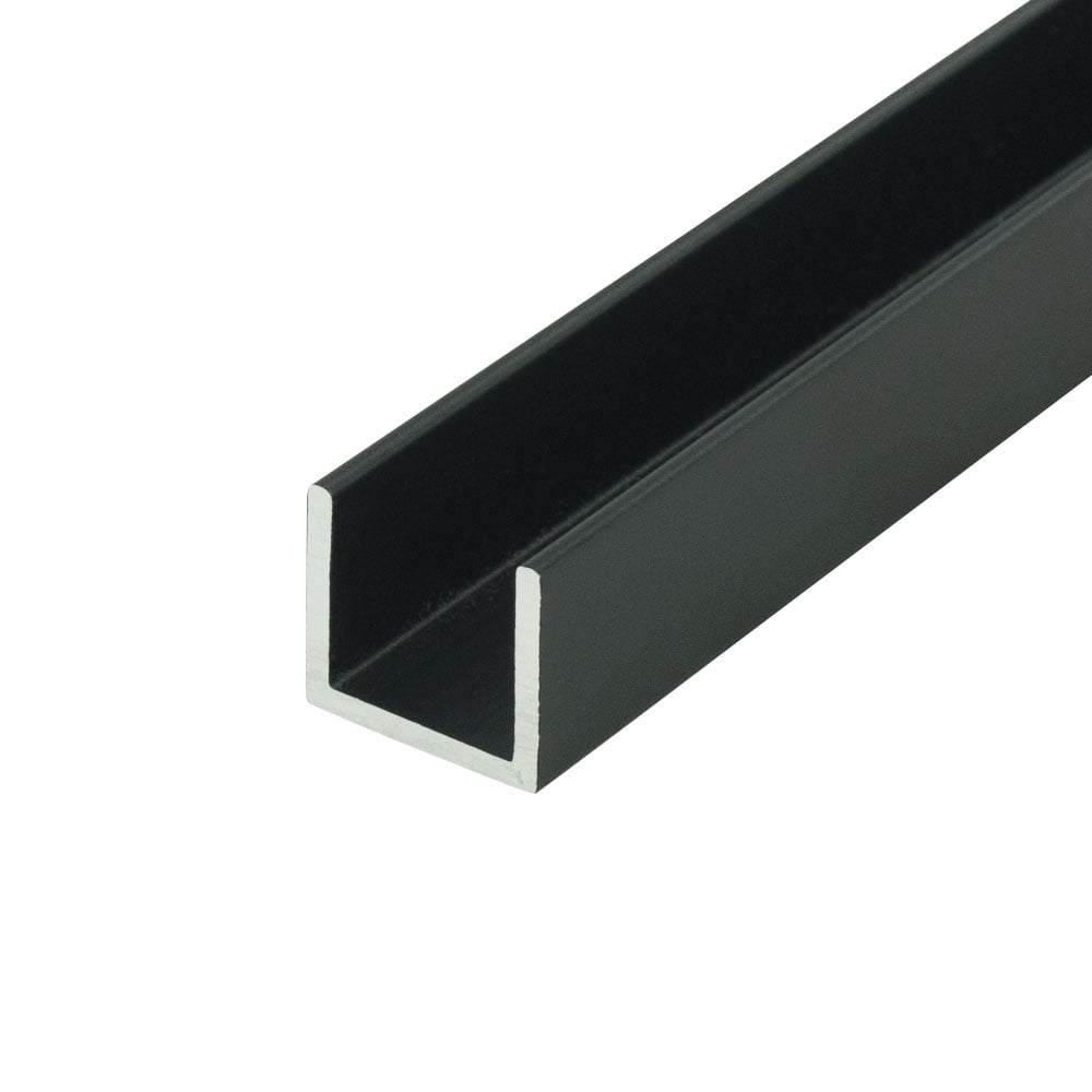 Outwater Black Finish 1/2'' Inside Dimension Aluminum UChannel 36'' Length (Pack of 4) Alu847