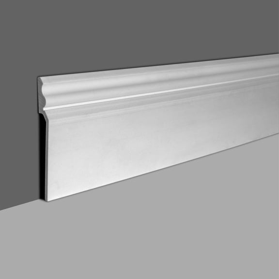 Outwater PVC Baseboard Over Baseboard Moulding, 7/8 in x 7-3/4 in x 96 in, White, 8 Pack