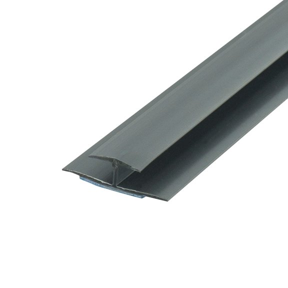 Outwater Plastic H Channel Fits Material 1/4 Inch Thick Silver Rigid PVC Divider Moulding with Adhesive 8 Foot Length Pro Pack (Pack of 5, 40 Feet Total)