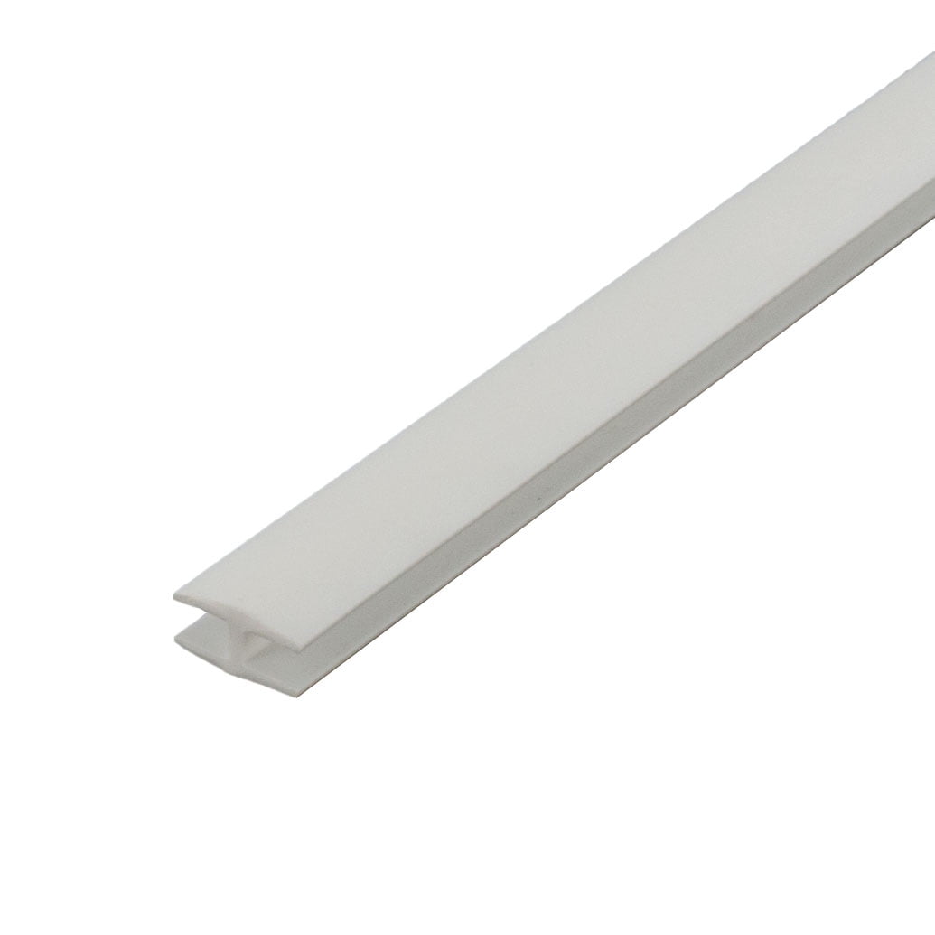 Outwater Plastic H Channel Fits Material 1/8 Inch Thick White Styrene