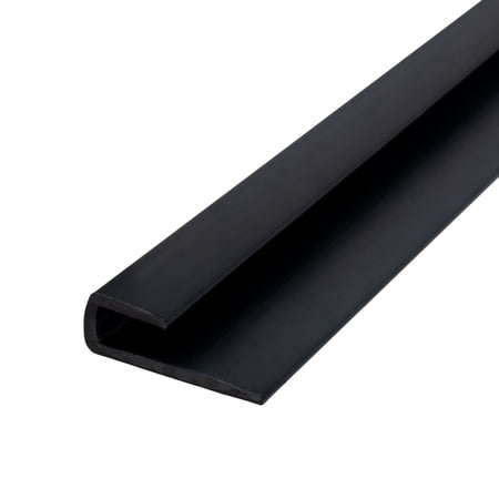 Outwater Plastic J Channel Fits Material 3/16 Inch Thick Black Styrene Cap Moulding with Adhesive 46 Inch Length (Pack of 2)