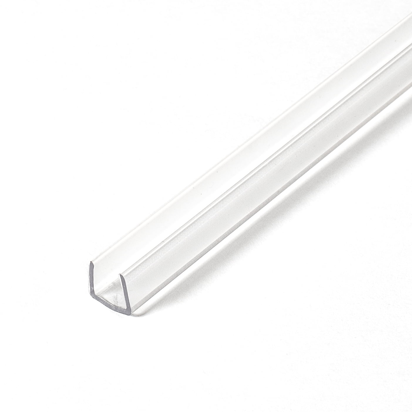 Clear PETG Plastic U-Channel Moulding for 1/4" Panels, 72" Lengths