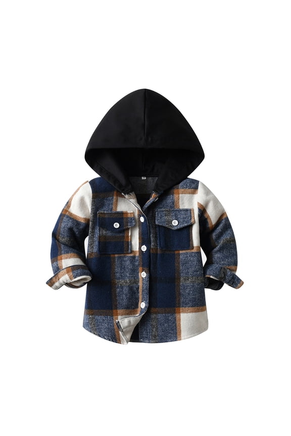 Toddler Fleece Jacket,Kids Toddler Flannel Shirt Jacket Plaid Long Sleeve Shacket Baby Boys Girls Fall Shirt Coat Outwear Navy 2-3 Years
