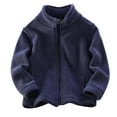 thumbnail image 1 of abtuhar Toddler Fleece Jacket,Toddler Kids Fleece Warm Jacket Baby Boys Girls Fall Winter Zip-up Lightweight Long Sleeve Jacket Navy 18-24 Months, 1 of 3