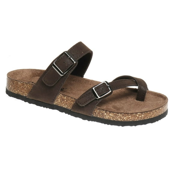Outwoods Bork 30 Brown Nubuck Birk Style Toe Loop Slide On Sandal
