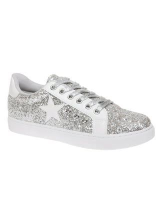 Glitter No-Tie Tennis Shoes: Silver – Handmade Designs for Dolls