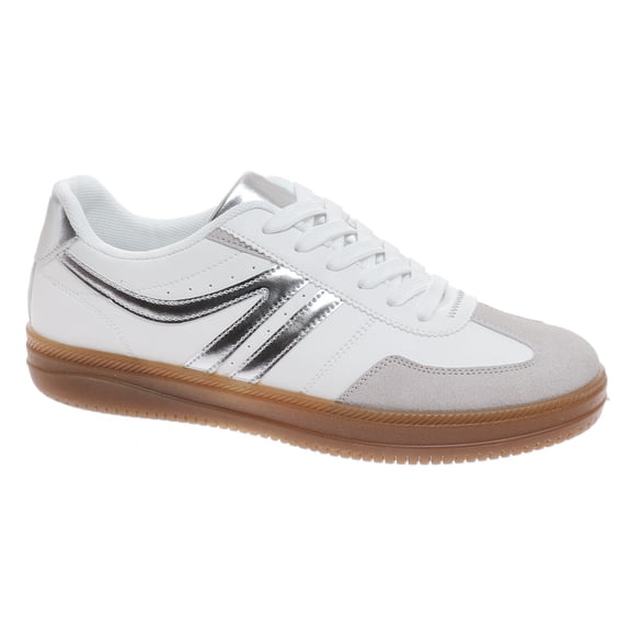 Outwoods Womens Giana-2 Lace Up Fashion Sneakers, Silver Combo (9)