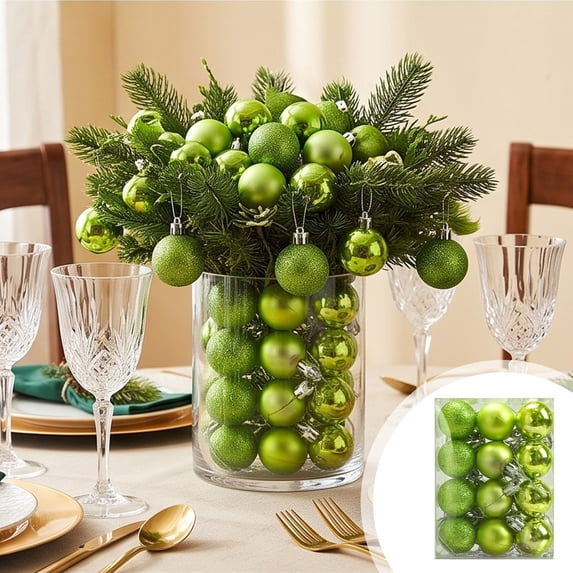 Ouuluon 24Pcs Shatterproof Christmas Baubles, Matte Shiny Glitter Xmas Ornament Balls Tree Hanging Decor