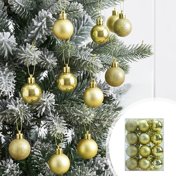 Ouuluon 24Pcs Shatterproof Christmas Baubles, Matte Shiny Glitter Xmas Ornament Balls Tree Hanging Decor