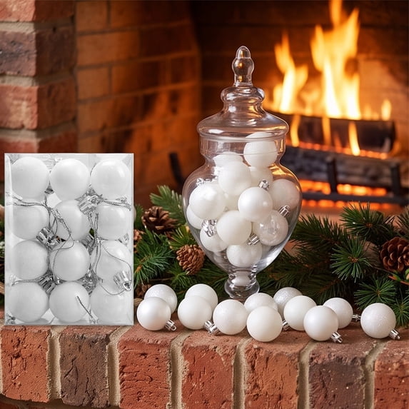 Ouuluon 24Pcs Shatterproof Christmas Baubles, Matte Shiny Glitter Xmas Ornament Balls Tree Hanging Decor