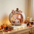 thumbnail image 1 of Ouuluon 2D Cute Ghost Pumpkin Mini House Light Ornament, Fall Halloween Miniature Scene Decor for Desktop Display, 1 of 6