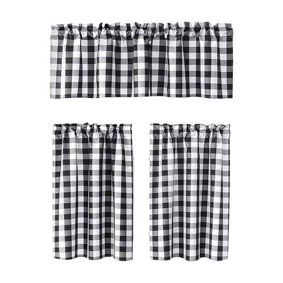 Ouuluon 3-Piece Kitchen Curtain Set, 54x18 inch Coffee Curtains for Window Light Filtering Heat Insulating Decor