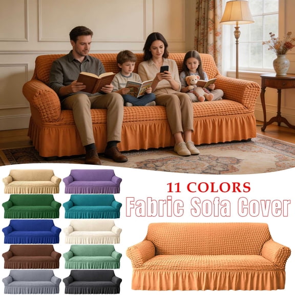 Ouuluon 4 Sizes Fit 2-5 Seater Couch Cover, Washable Multi Size Fit Sofa Cover, Couch Covers with Ruffled Skirt for Sofa Living Room Indoor Use