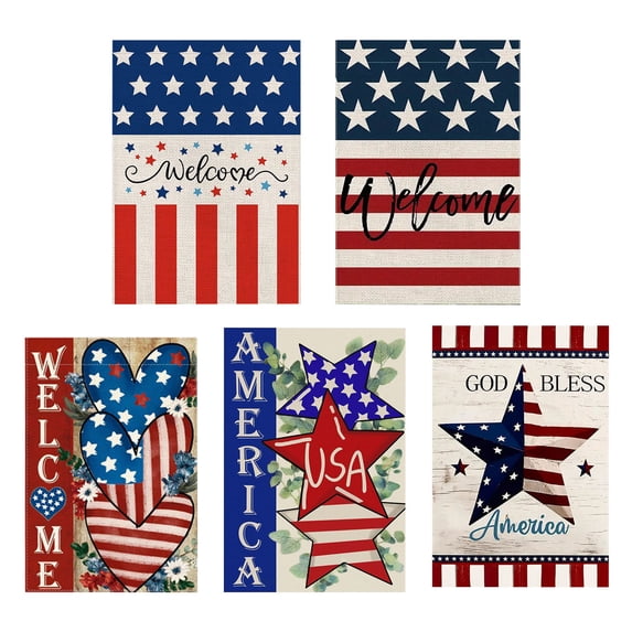 Ouuluon 4th of July Garden Flags Patriotic Bright Color Fade Resistant American Flags, 12x18in Double Sided Decor Banner for Outdoor Yard Backyard