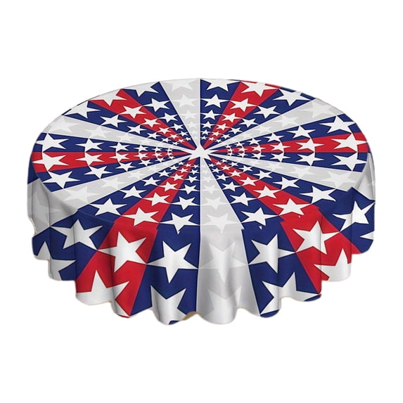 Ouuluon 4th of July Table Cloth Patriotic Round Tablecloth, 60 inch Washable Table Cover for Independence Day Camping Picnic Home Party Decor
