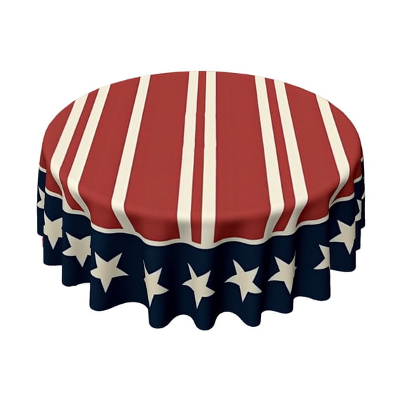 Ouuluon 4th of July Table Cloth Patriotic Round Tablecloth, 60 inch Washable Table Cover for Independence Day Camping Picnic Home Party Decor