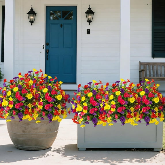 Ouuluon Artificial Plants Outdoor Weatherproof Simulation Morning Glory Flowers, 20in Artificial Ground Planting Flower for Outdoor Garden Yard