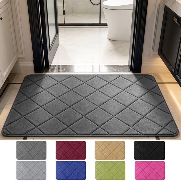 Ouuluon Bathroom Rugs Large Size Non Slip Bath Mat, 20X32in Pink Absorbent Washable Floor Mats for Bathroom Shower Kitchen Living Room Bedroom