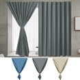 thumbnail image 1 of Ouuluon Blackout Curtains Thermal Insulated Room Darkening No-Drill Window Drape, Blue Rental Friendly Covering for Bay Window Bedroom Living Room, 1 of 9