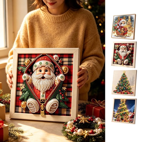 Ouuluon Christmas Pearl Art, Cute Diamond Art Kits for Adults, 39×28in Pearl Painting Kits for Home Wall Christmas Holiday Gift