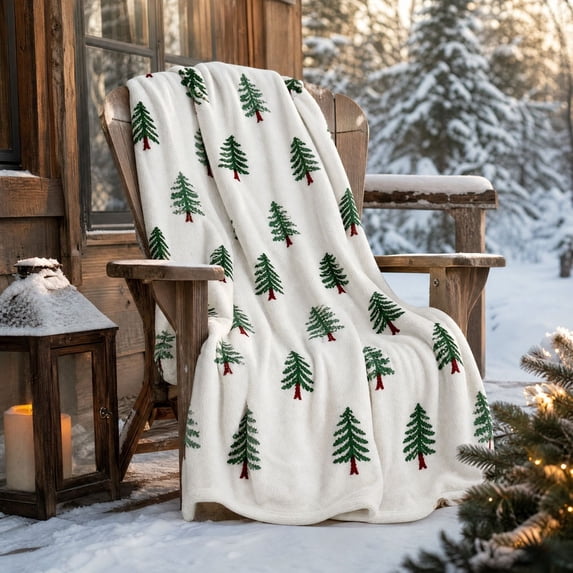Ouuluon Christmas Print Throw Blanket, 28x39 inch Soft Cozy Warm Blanket for Sofa Couch Bed Farmhouse Winter Home