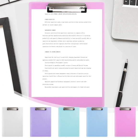 Ouuluon Clipboard with Storage Multifunctional Transparent Board Clip, Purple A4 Document Writing Clipboard for Student Restaurant Order Use