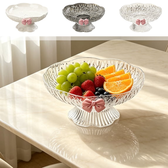 Ouuluon Elegant Sturdy Flower Pedestal Bowl, 8 inch Decorative Centerpiece Tray for Fruit Candy Snack Serving