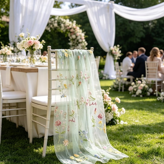 Ouuluon Fall Table Runner, Fade-Resistant Soft Draping Table Runners, 28×71in White Floral Embroidery Table Ornament for Wedding Party Home